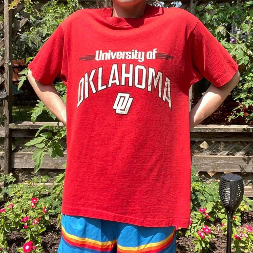 vintage single stitch university of oklahoma t shirt 1987 distressed sooners